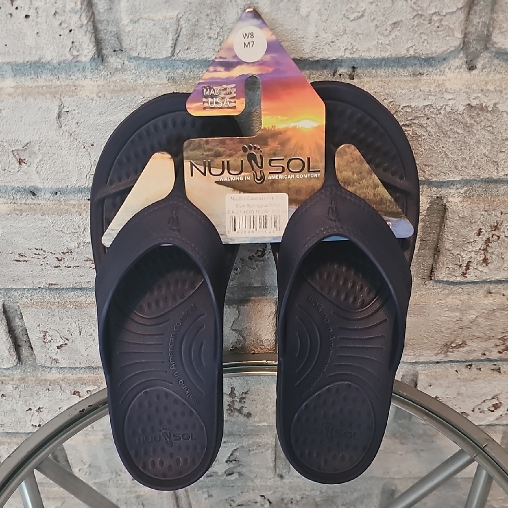 NuuSol Flip Flops Blue Womens Size 8 Made In The USA
